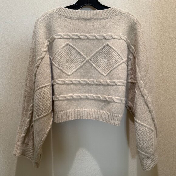Le Lis Tan Cable Knit Cropped Dolman Sleeve Sweater Size S - Picture 3 of 5
